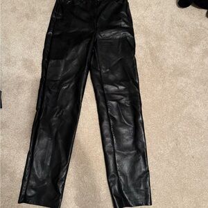 Aritzia Melina Black leather Straight Leg Pants